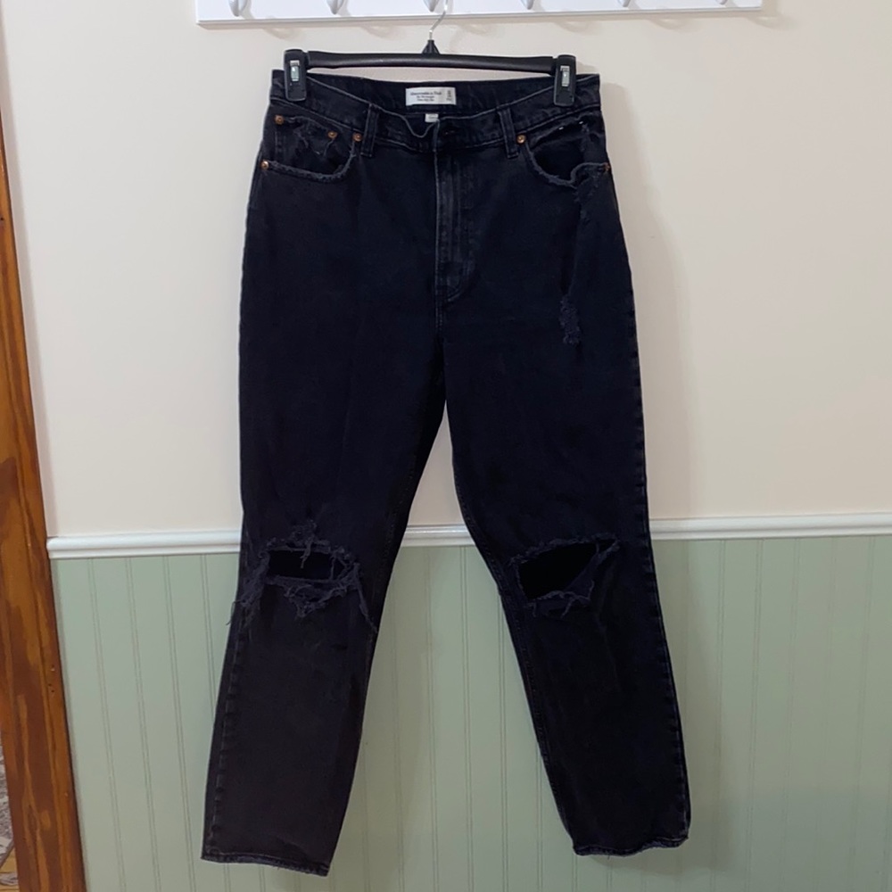 Abercrombie & Fitch 90s Straight Ultra High Rise “Curve Love” Black Denim Pants